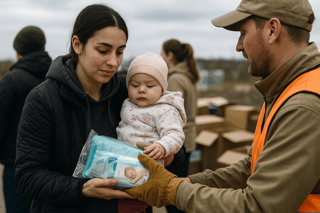 Aid provided to a woman and baby