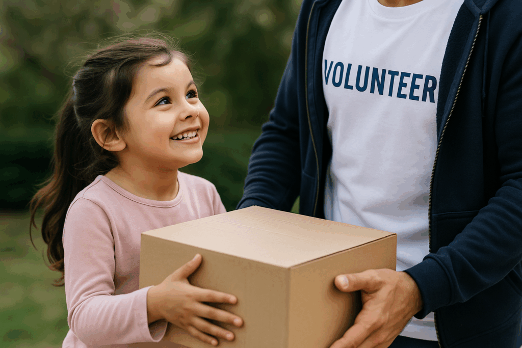Child receives humanitarian aid